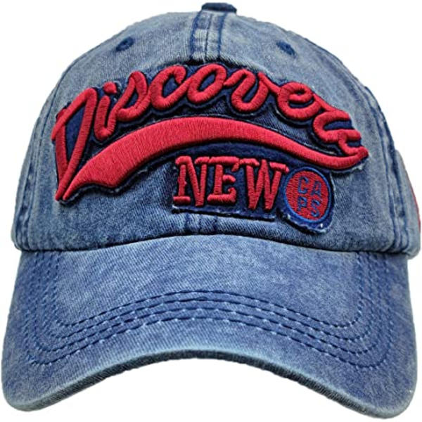 (blå) Baseball Cap Bomull Justerbar Vasket Klassisk Pappa Hat Vint