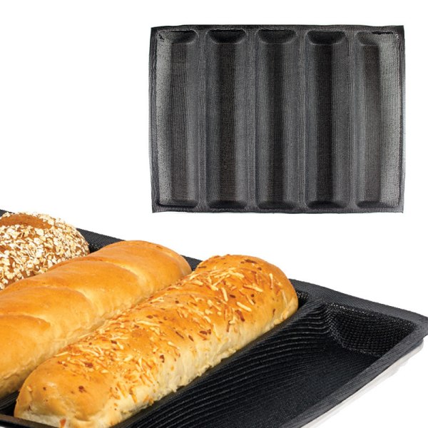 Fransk baguette brødform 5 flettede silikonehuler Nem rele