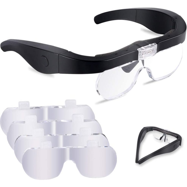 Förstoringsglasögon med 2 lysdioder, förstorande frontheadset Hands-F
