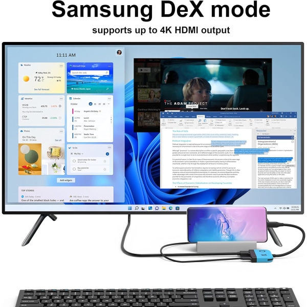 (Blå) Switch Dock til Nintendo Switch OLED, 3-i-1 TV-adapter med 4K HDMI, USB 3.0-port, 65W Type-C PD-opladning, bærbar rejseadapter til Nintendo Switch/Switch OLED