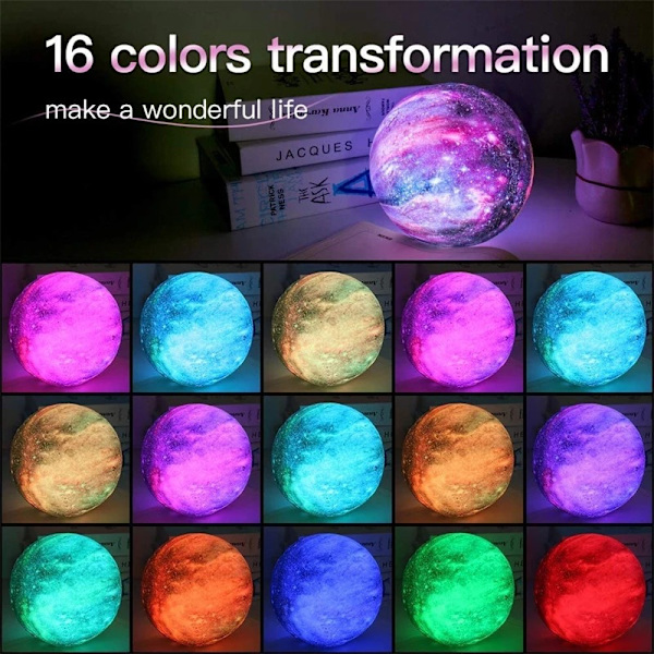 Månelampe Galaxy Lampe 5,9 tommer 16 Farver LED 3D Månelys Lava