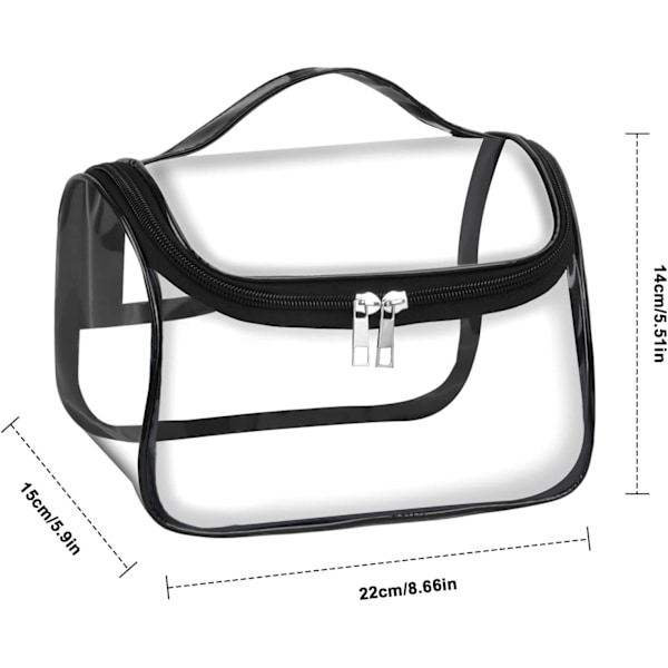 Sølv/Sort 2 stk. Transparent Rejsetoilettaske PVC Vandafvisende Makeuptaske Bærbar Vandafvisende Toilettaske Pung Cosme