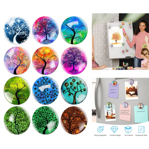 12 Tree Life Kylskåpmagneter, 3D Kylskåpmagnet för kontorsskåp