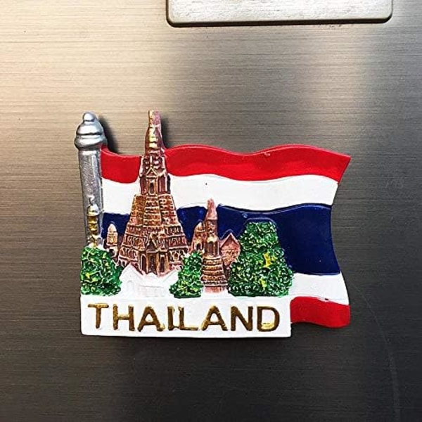 2 kpl Thaimaa Bangkokin lipun tyylinen 3D jääkaappimagneetti - Souvenir-lahja