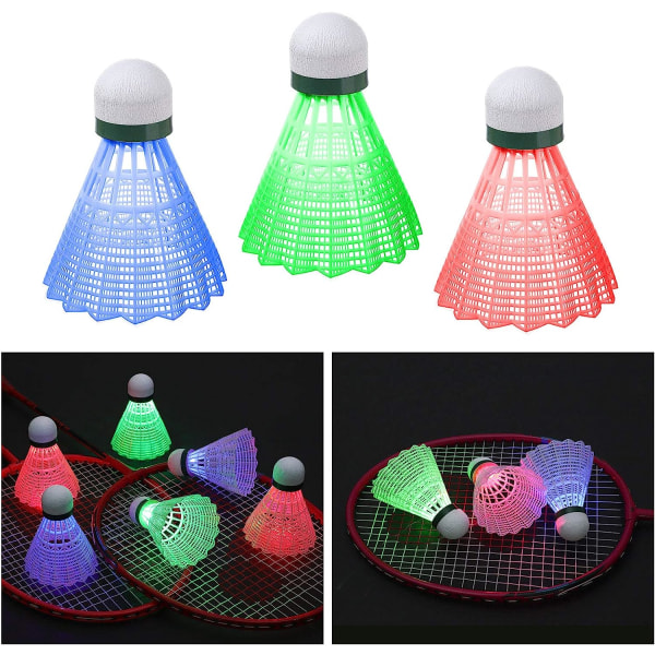 Badminton, 6stk LED-badminton, badmintonnylonspiss, høyhastighets a