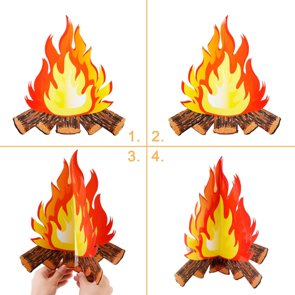 12 tommer høy kunstig brann falsk flamme papir 3D dekorativt kort
