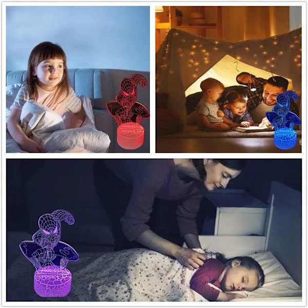 3D Illusion LED-lampe, natlys til børn, 16 farver skiftende Tou