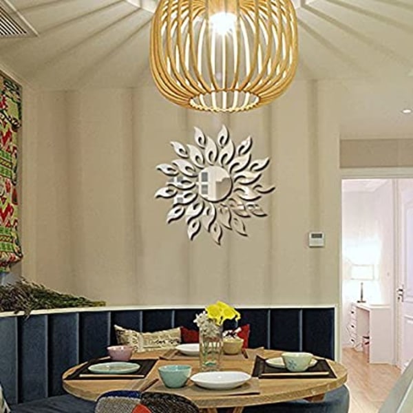 Spejlvægklistermærker Solblomstform vægdekaler til hjemmets væg