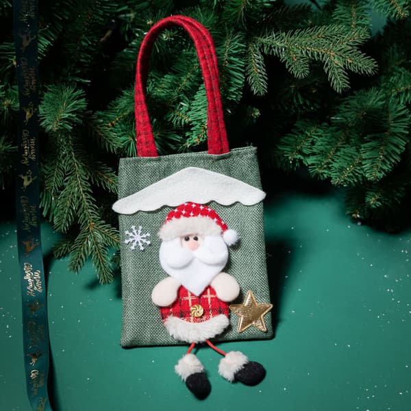 Julegavepose Tote Bag Lange Ben 3D Figur 3D Julefigur
