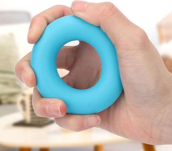 Silikone Finger Øvelsesring Kit, 40 LB Blå grebring til dail