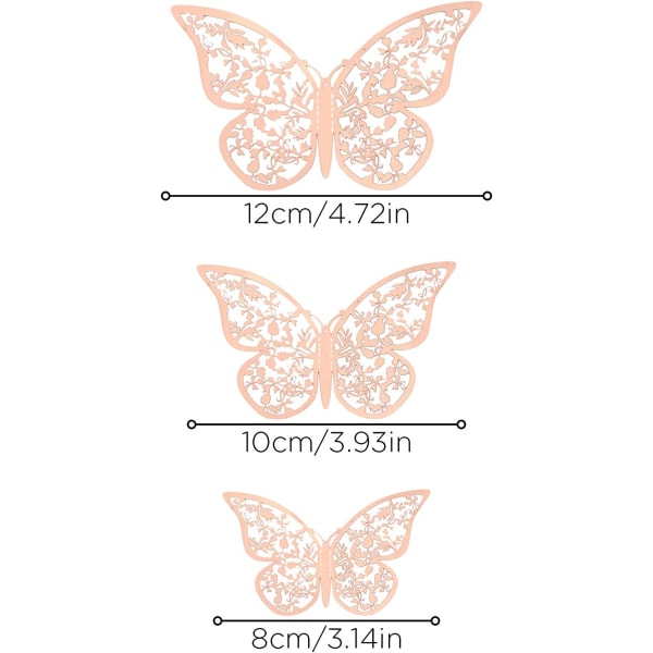 24st 3D Butterfly väggdekaler 3 storlekar Butterfly väggdekaler Ro