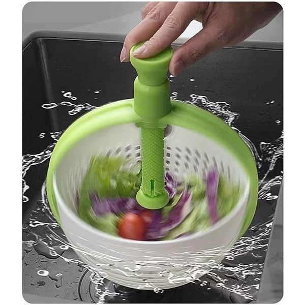 Salatslynge, manuell salatvasker og tørketrommel Pasta og pommes frites Spinner med roterende håndtak Rask og enkel multifunksjonell salatslynge for roterende sil