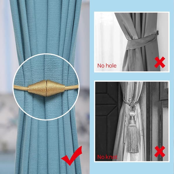 Sæt med 4 Magnetiske Gardinbindere 46cm (Guld)
