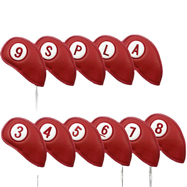 Röd - 10 st golfklubbsöverdrag järnklubbsöverdragsskydd magnetisk