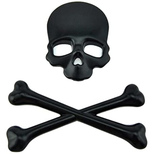 2 stk. (sort) Cool personlighed 3D metal kranie skelet død C