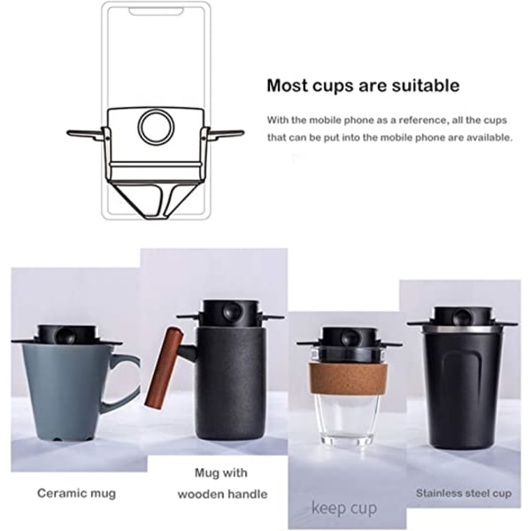 2-delt hældende kaffedryp, rustfrit stålharpiks kaffemaskine