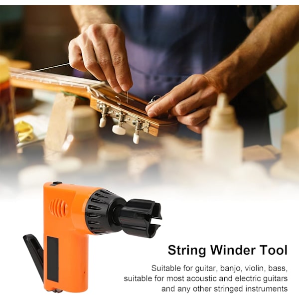 (Oranssi) 1 kpl langaton sähkökitaran viritin universaali instrumenttiviritin kitaran pora sisäänrakennetulla 800mAh ladattavalla akulla USB-kaapelilla