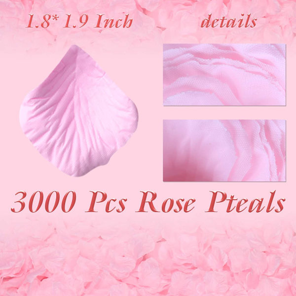 3000 stk lyse rosa roseblader, kunstige blader, si