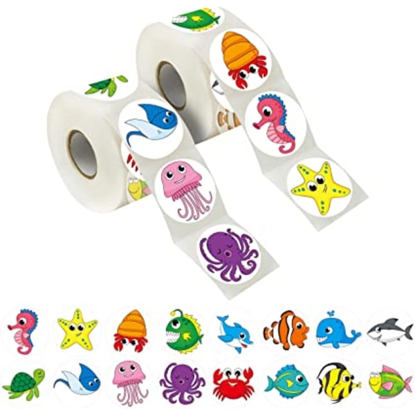 2 Round Land Animal Stickers (500/roll), 16 Kids Party Designs w