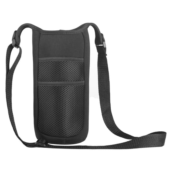 Termoflaske-etui, crossbody-stil, sort, 10x22cm