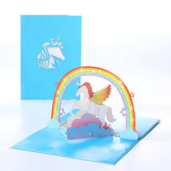 3D-syntymäpäiväkortti, valmistujaiskortti, muistokortti, yksisarvinen a