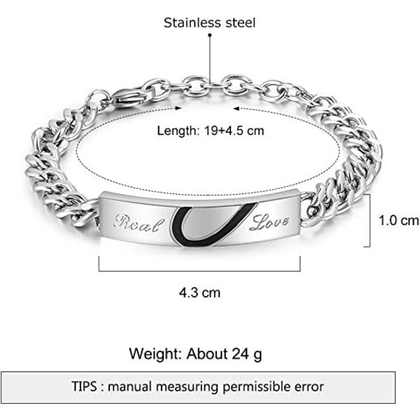 Rustfrit stål kærlighed par link armbånd til mænd kvinder kærlighed