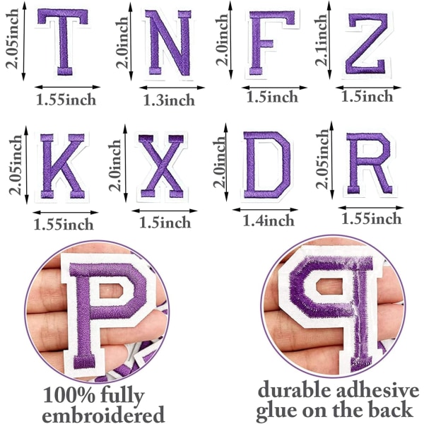 Alfabetlapper A til Z, Stryg på eller sy på, Bogstaver til tøj,