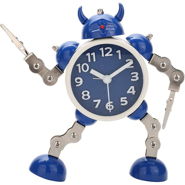 Modern Robot Barnklocka för Barn - Analog Tid Tyst Ljusklocka