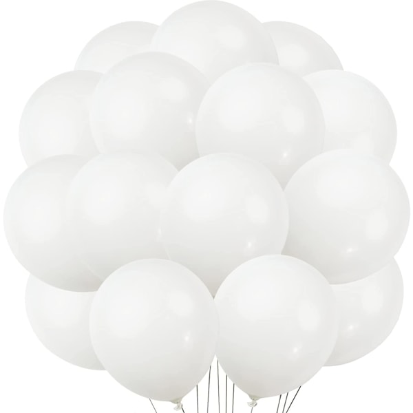 100 stk. Hvide Latex Balloner - 10\" Hvide Balloner - Helium Hvide