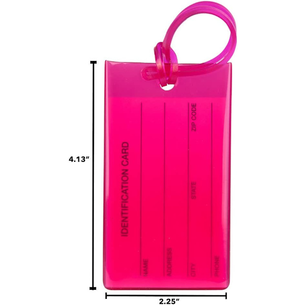 Pink 5-pak bagagemærker, bløde silikone ID-mærker til tasker og Sui