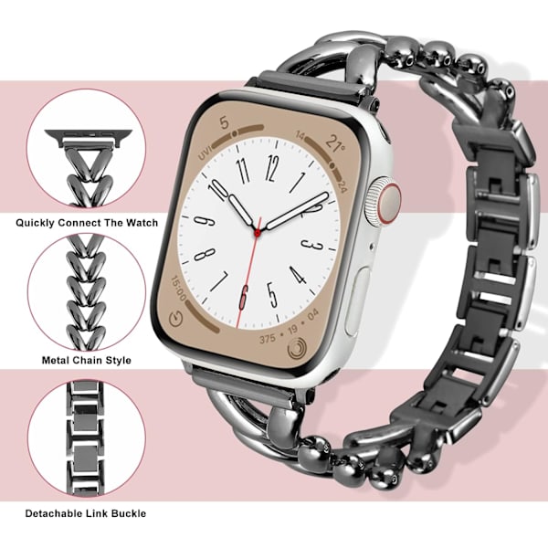 Musta - Ranneke yhteensopiva Apple Watch 41mm 40mm 38mm Sarja 8/