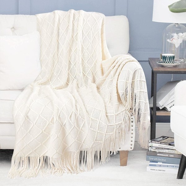 127x180cm beige, 1 stk strikket sofateppe lite sofateppe,