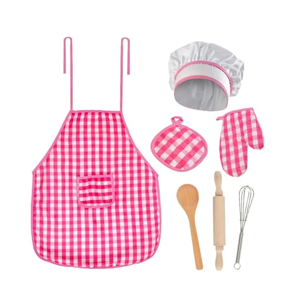 Kockkläder för barn - 7-delars set - Förkläde och hatt, etc.
