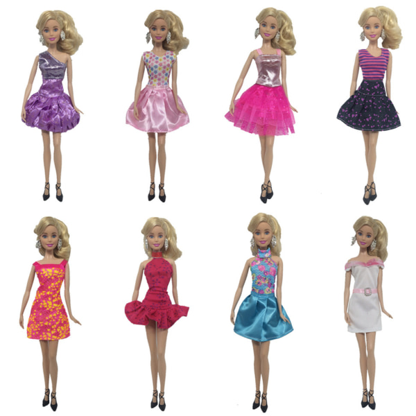 Åtta 30 cm modeklänningar för Barbiedockor för flickor