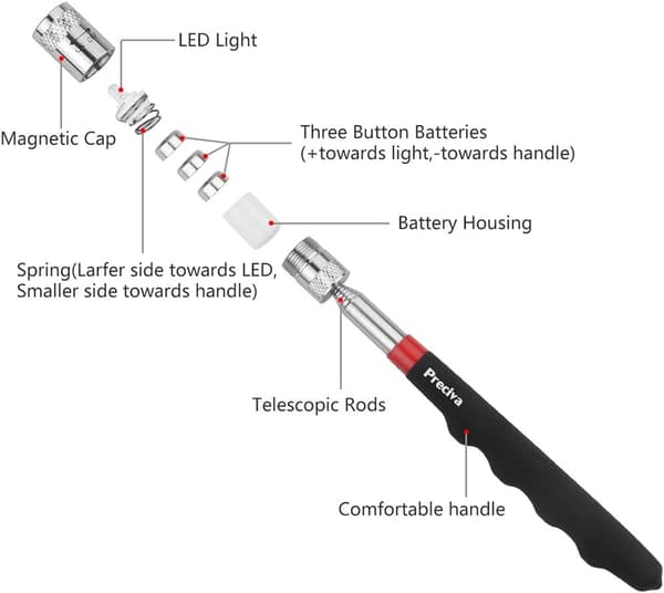 7,5\"-27,5\" Retractable Magnetic Pickup Tool with Foam Handle