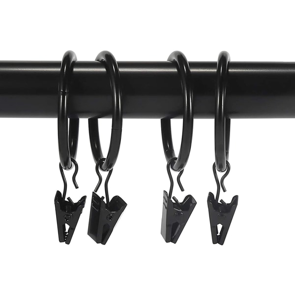 30-pack Ringar Gardinklämmor (Svart)