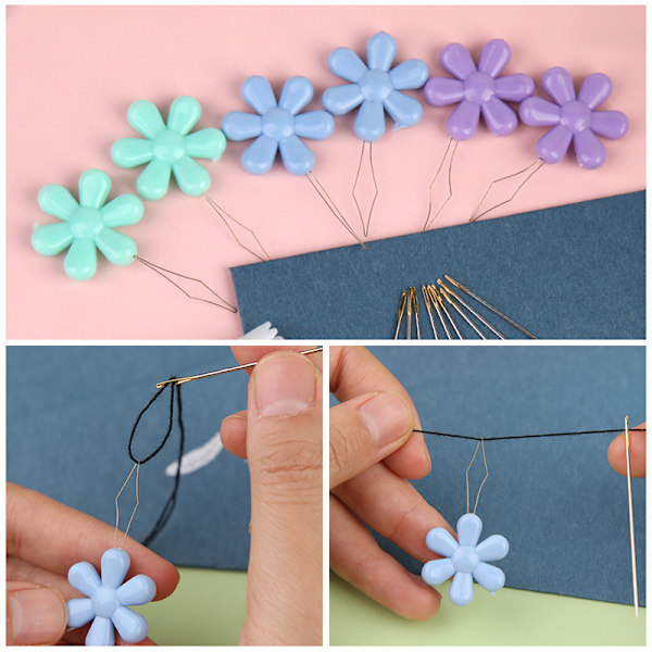 9 stk nåletreder, plast DIY nåletreder, plast nåletreder for sying, korssting nåletreder, tråd sy nåletreder, for håndsøm og quilting håndverk