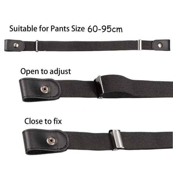 1PC S Svart Relax Bälte - Byxrem Utan Spänne - Elastisk -