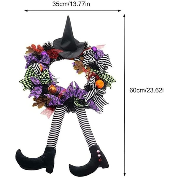 Halloween-krans för ytterdörren, 24\" häxkrans för Halloween, häx-H