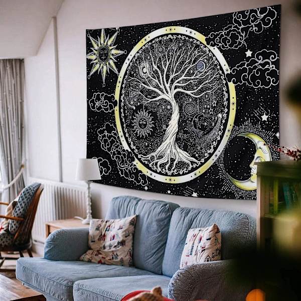 Psykedeelinen tapetti Kuu ja (Aurinko, 130x150cm) Aurinko tapetti Tr
