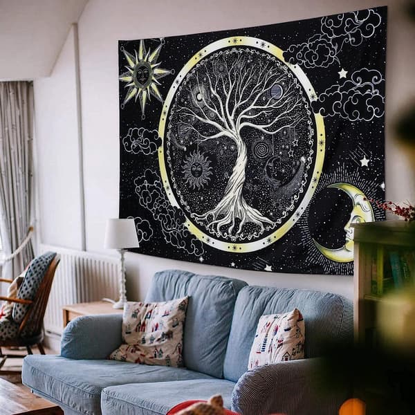 Psykedelisk tapet Måne og (Sol, 130x150cm) Sol tapet Tr