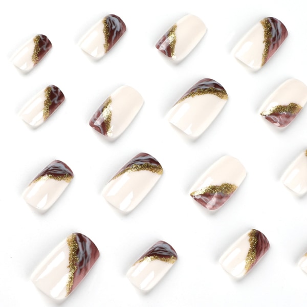24 deler hvit og lilla flekker gullfolie nail art patch (glu