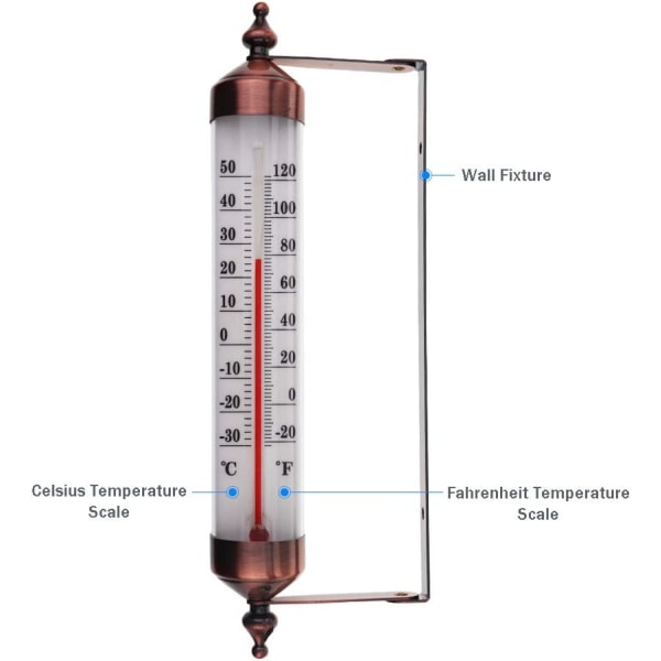 Udendørs termometer med måler, bronzeeffekt - stilfuldt Outd