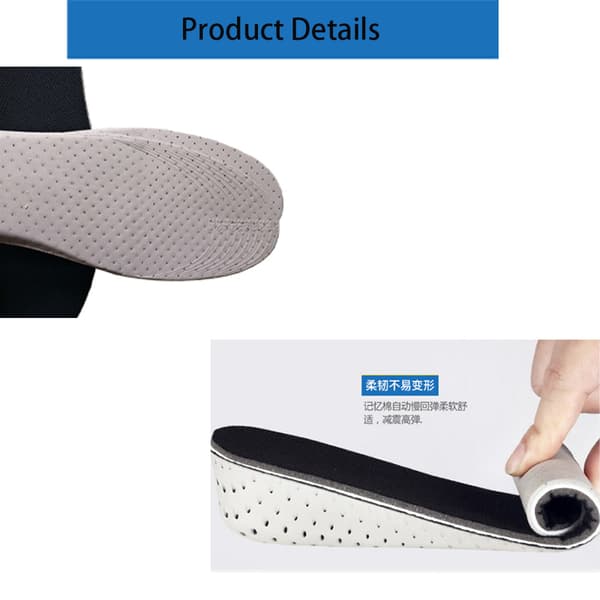 Højde Indlægssål - Åndbar - Sort - 4cm - 1 Par