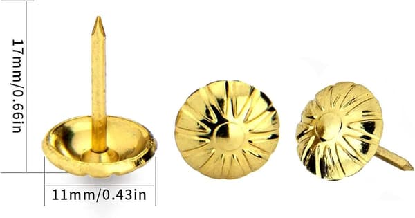 300 stk. Polstringssøm, 17x11 MM Guld Dekorative Polstringssøm Retro Søm DIY Polstringssøm til Møbler Sofa Or