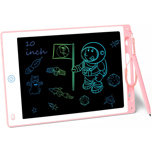 (Pink)Colorful LCD Writing Tablet, 10 Inch Kids Drawing Tablet w