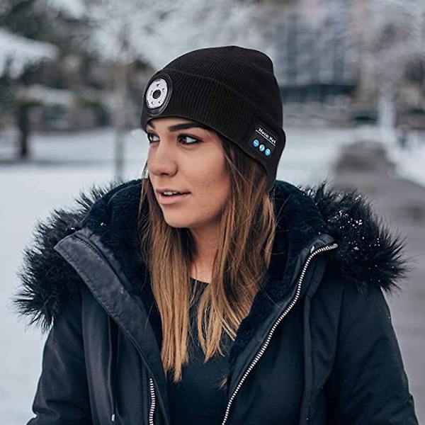 1 kpl Bluetooth-pipohattu valolla, päivitetty musiikillinen neulos black