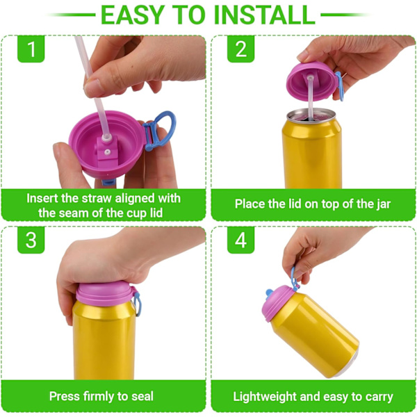 4 läskburkslock med sugrör