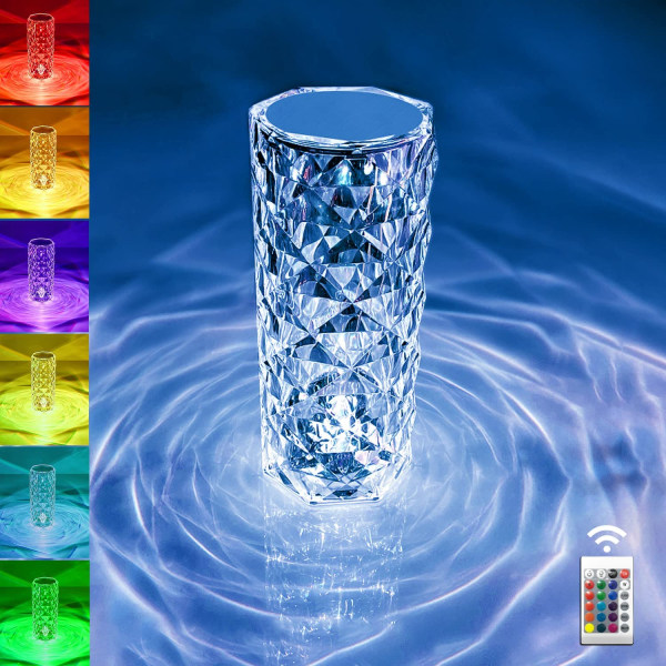 Kristall bordslampa Rose Lamp, 16 färger växlande, RGB Touch