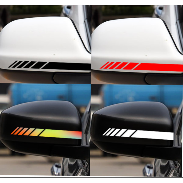 2 par bil bakspejl Stripe Design Sticker Pack (hvid)
